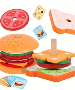 Montessori Hamburger Builder Toy – Pretend Play